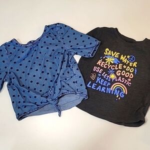 5/$30 OLD NAVY Denim Polka Dot + Earth Eco T Shirt Cotton